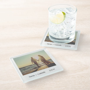 Einzigartiges Retro-Sofortaufrichten von Fotos Glasuntersetzer