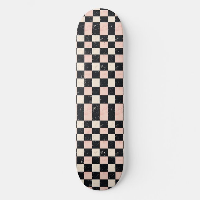 Einzigartiges Retro Y2K Schachbrett Design Skatebo Skateboard (Vorderseite)