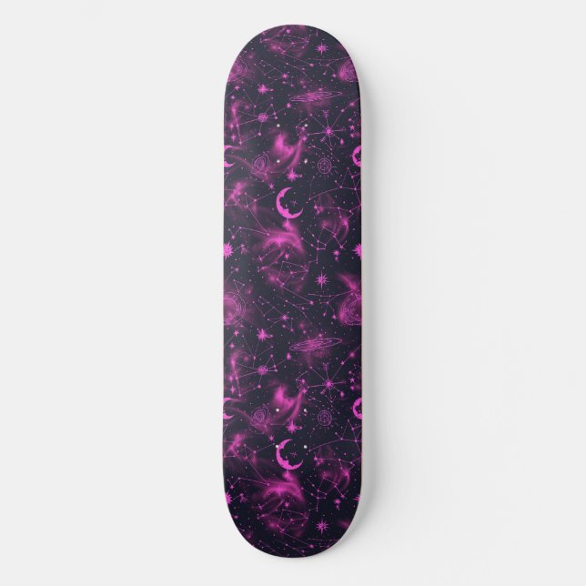 Einzigartiges rosa Kunsthandwerk Design Skateboard (Vorderseite)
