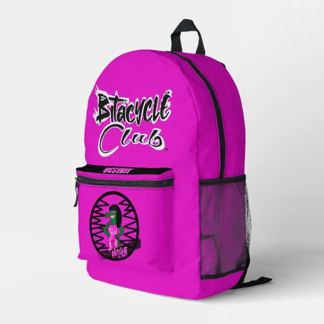 Einzigartiges rosa Schwarz Bedruckter Rucksack (Rückseitige Ecke Rechts)