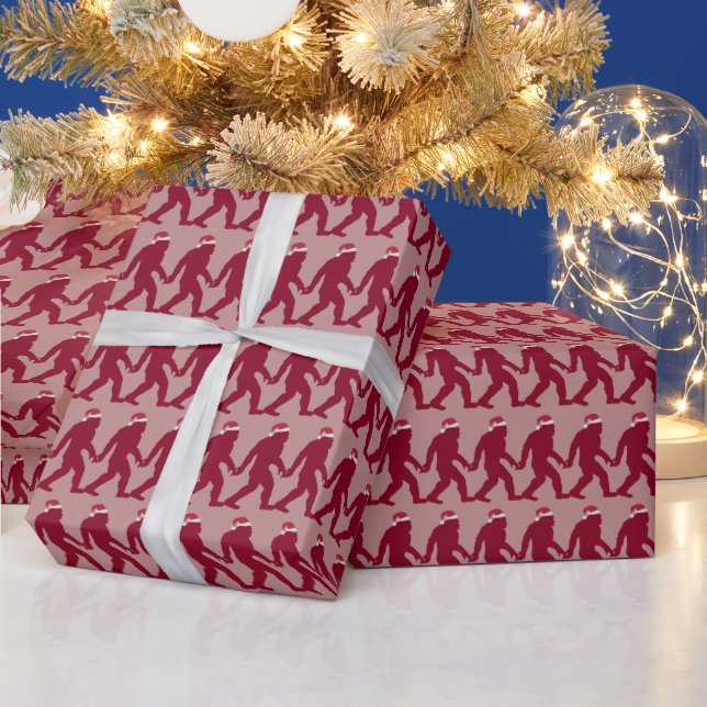 Einzigartiges Rot & Rosa Bigfoot Weihnachten Geschenkpapier (Feiertage)