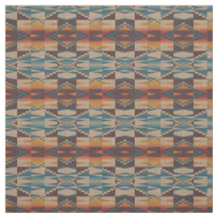 Einzigartiges Rotes Brown Aquamarin Blue Orange Mo Stoff