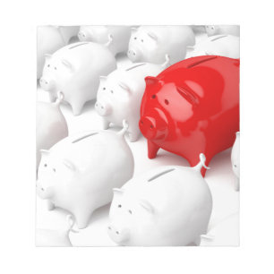 Einzigartiges rotes Sparschwein Notizblock