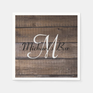 Einzigartiges Rustikales HolzWedding Monogram Serviette