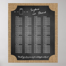 Einzigartiges Rustikales Mason Jar Hochzeitsdiagra Poster