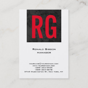 Einzigartiges schlichtes Schwarz-weißes Monogramm Visitenkarte
