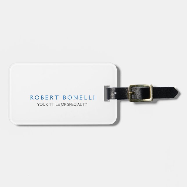Einzigartiges Schlichtes Weiß Gepäckanhänger (Vorderseite horizontal)