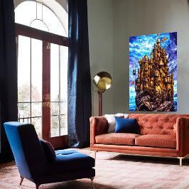 Einzigartiges Schloss im Meer | AI Art Poster