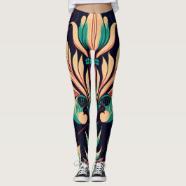 Einzigartiges Schwarzes Blume-Muster Leggings