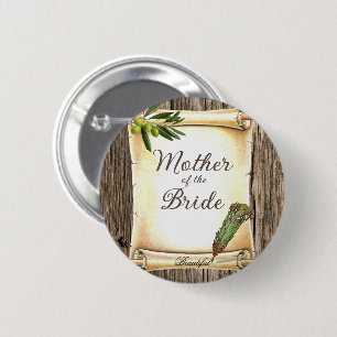 Einzigartiges Scroll & Feather Pen Mutter der Brau Button