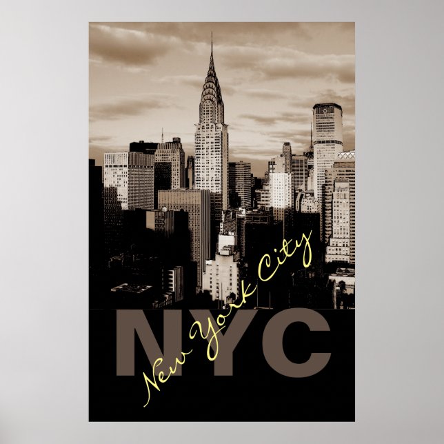 Einzigartiges Sepia New York City Poster (Vorne)