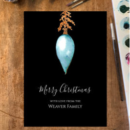 Einzigartiges Simple Blue Watercolor Christmas Bau Feiertagskarte