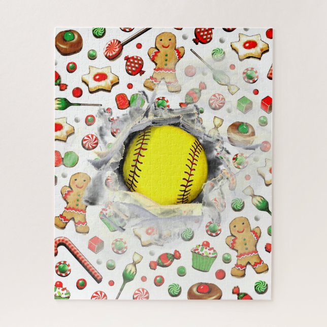 Einzigartiges Softball Holiday Geschenk Jigsaw Puz (Vertikal)