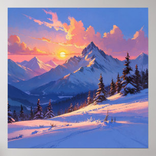Einzigartiges Sonnenuntergang Landschaftsbild Poster