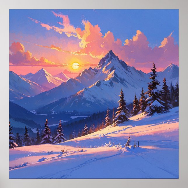 Einzigartiges Sonnenuntergang Landschaftsbild Poster (Vorne)