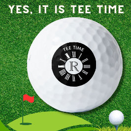 Einzigartiges T-Shirt Time Clock Monogramm Schwarz Golfball
