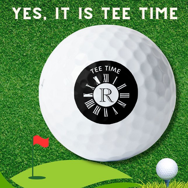 Einzigartiges T-Shirt Time Clock Monogramm Schwarz Golfball (Von Creator hochgeladen)