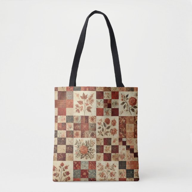 Einzigartiges Terracotta Quilt & Patchwork Rustika Tasche (Vorderseite)