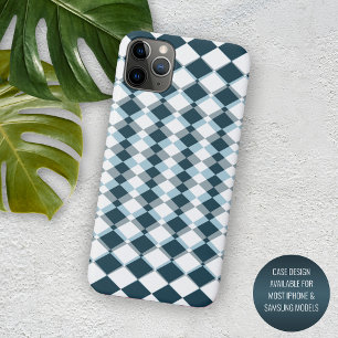 Einzigartiges Türkis Blau Grau Quadrate Mosaik Kun Case-Mate iPhone Hülle