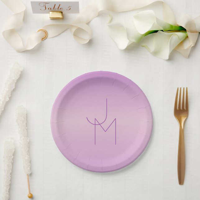 Einzigartiges überlappendes Monogramm | Sanftes La Pappteller (Hochzeit)