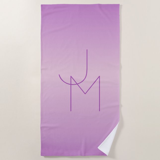 Einzigartiges überlappendes Monogramm | Sanftes La Strandtuch (Vorderseite)