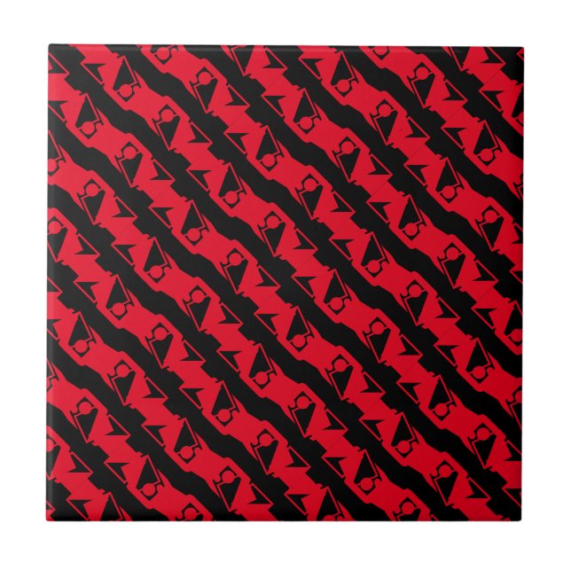 Einzigartiges und Cooles Schwarz/Bright Red Modern Fliese (Vorderseite)