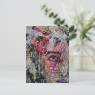 Einzigartiges und farbenfrohes abstraktes Gesicht Postkarte