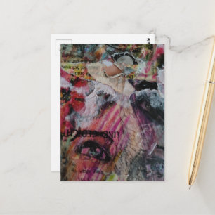 Einzigartiges und farbenfrohes abstraktes Gesicht Postkarte