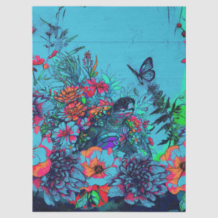 Einzigartiges Urban Street Art Style Floral Sea Tu Seidenpapier