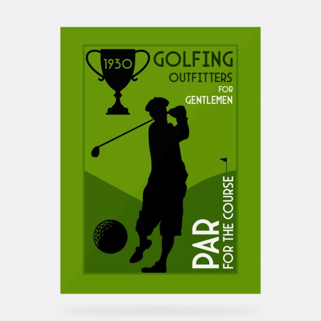Einzigartiges Vintages Golfgeschenk Acrylschild (Vorderseite)