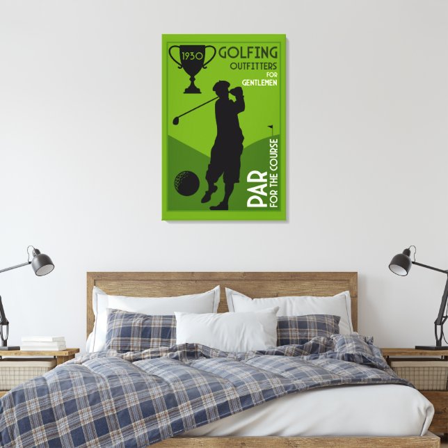 Einzigartiges Vintages Golfgeschenk Leinwanddruck (Insitu (Schlafzimmer))