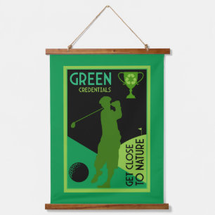 Einzigartiges Vintages Golfgeschenk Wandteppich Mit Holzrahmen