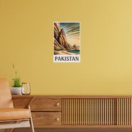 Einzigartiges Vintages Pakistan Illustrations-Post Poster