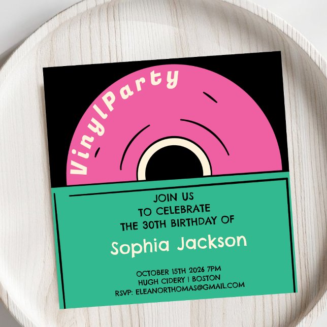Einzigartiges Vintages Retro Vinyl Birthday Adult  Einladung (Von Creator hochgeladen)
