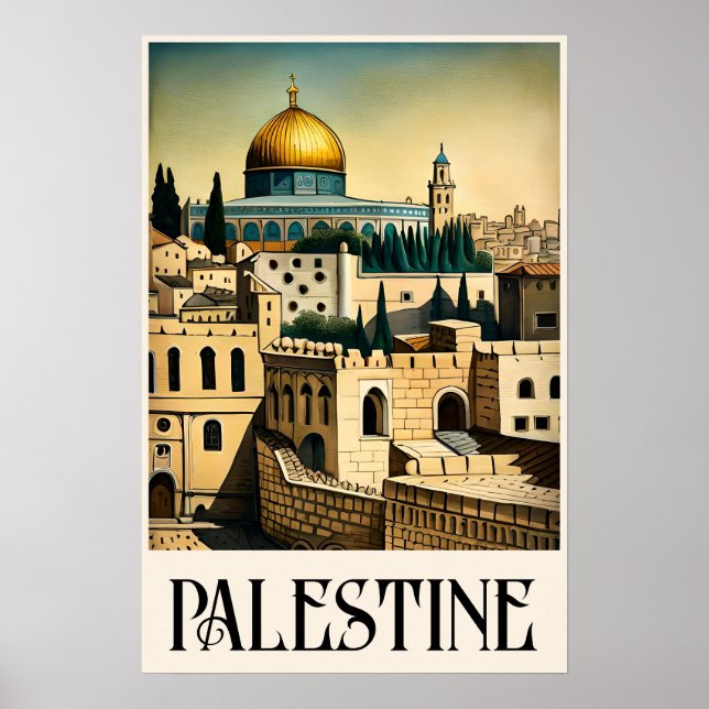 Einzigartiges Vintages Style Illustration Jerusale Poster (Vorne)