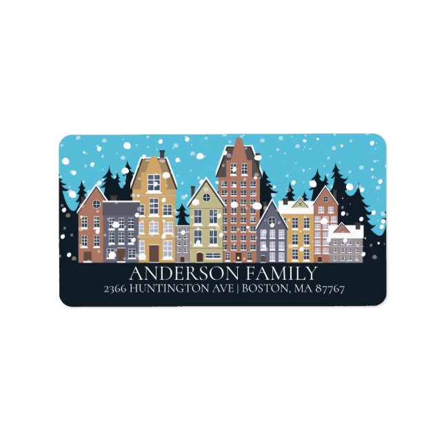 Einzigartiges Weihnachtsadressen-Label für Winters Adressaufkleber (Vorne)