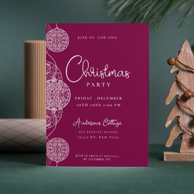 Einzigartiges Weihnachtsfest - Party magenta Einladung (Unique Festive Christmas Party invitation in Magenta)