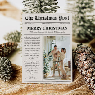 Einzigartiges Weihnachtsfoto in Zeitung Feiertagskarte