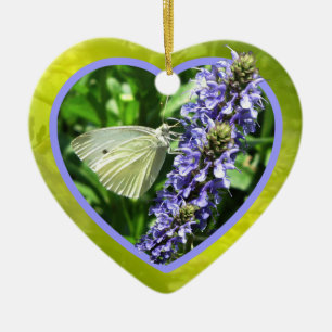 Einzigartiges Weiß-Schmetterling-Herz-Ornament Keramikornament