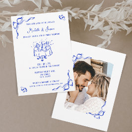 Einzigartiges Whimsical Blue Hand Drawing French B Einladung