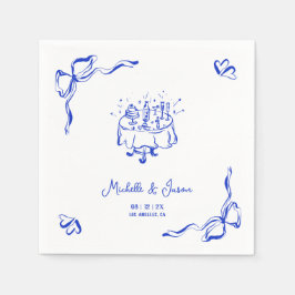 Einzigartiges Whimsical Blue Hand Drawing French B Serviette