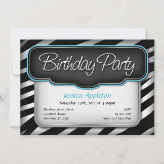 Einzigartiges Zebra Print Aqua Blauer Geburtstag E Einladung