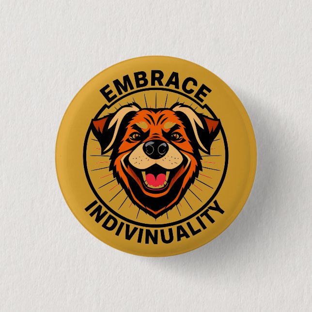 Einzigartigkeit umarmen Text Zirkuläres Design Button (Vorderseite)