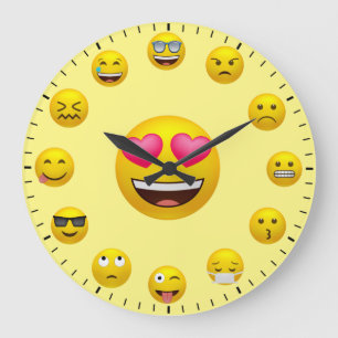 Einzigartike Emoticon-Emoji-Themen-Großuhr Große Wanduhr