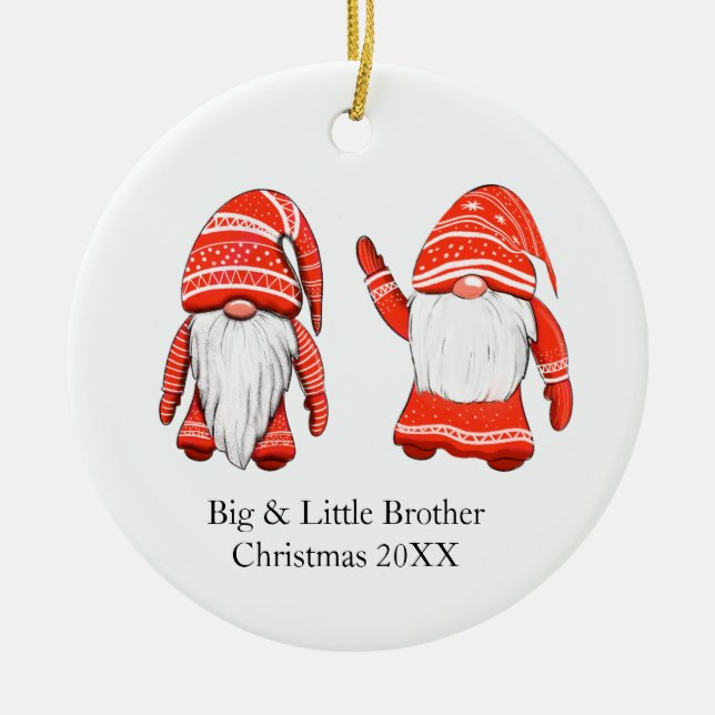 Einzige Christmas Gnome big & little brother Keramik Ornament (Vorne)