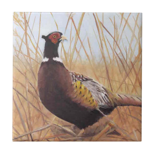 Einzige Fasan-Kunst-Fliese Fliese (Vorderseite)