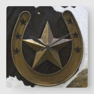 Einzige Stern-Wanduhr Texas Quadratische Wanduhr