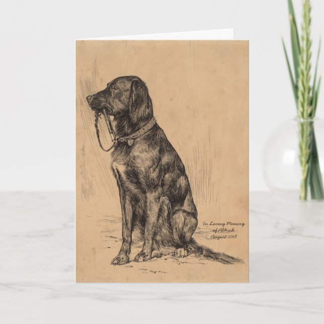 Einziger Hund hält seine eigene Leine, Beileid Pet Karte (Vorderseite)