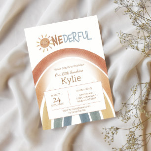 Einziger Minimalistischer Boho Terracotta 1. Gebur Einladung