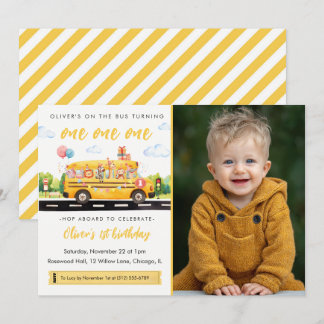 Einziger Schulbus 1. Geburtstag Einladung